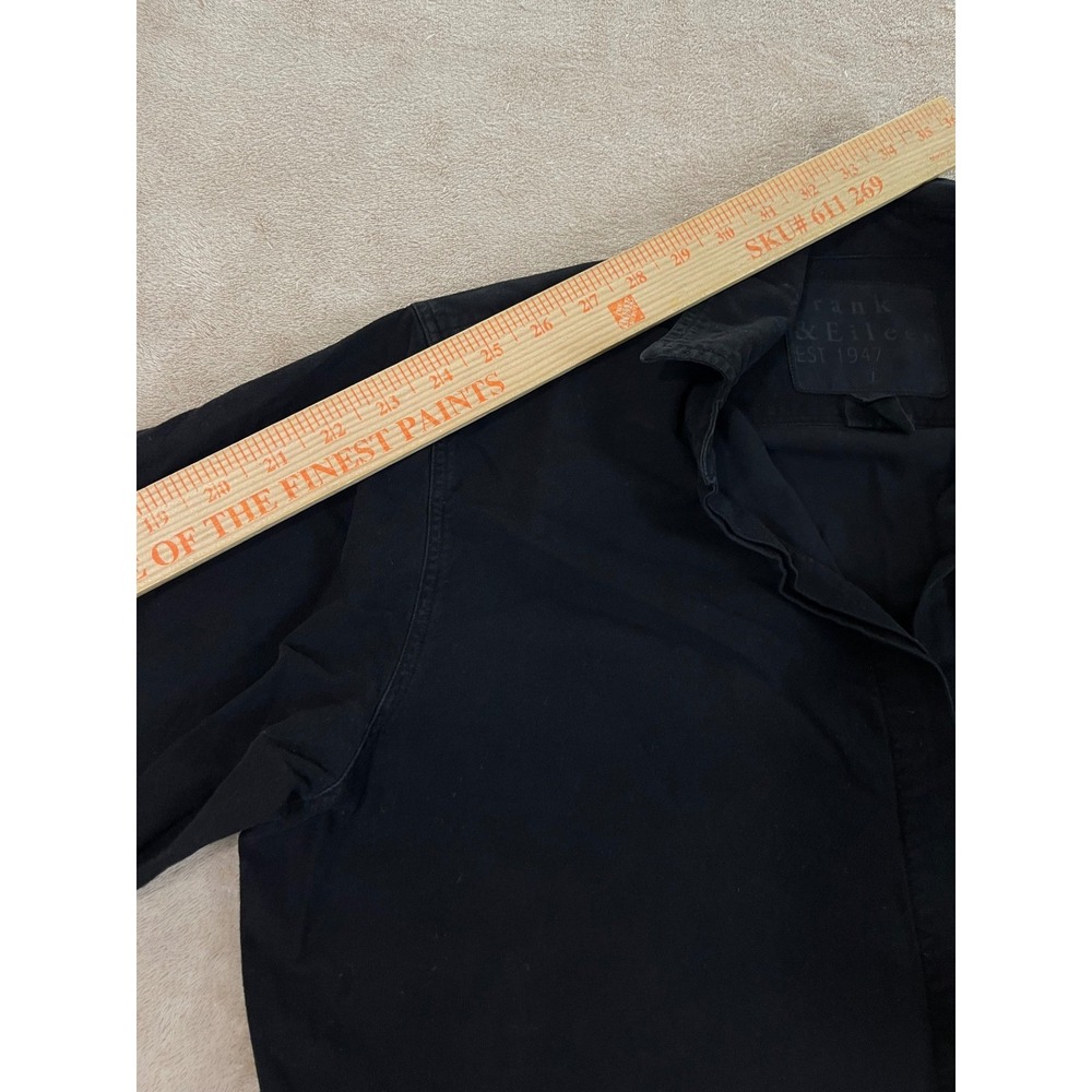 Frank & Eileen Drake Asymmetrical Hem Shirt Dress Women's L Black Cotton L/S EUC - Picture 7 of 7